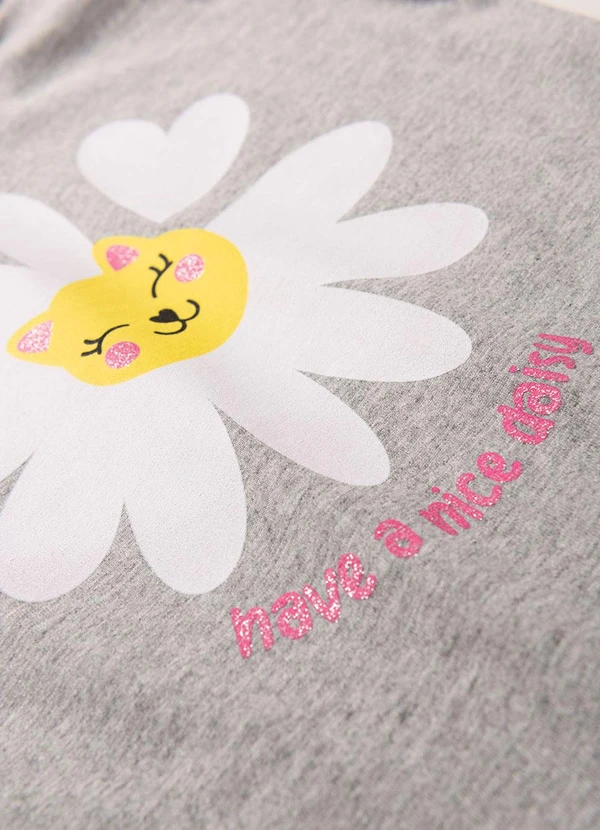 Atelie da Crianca - Pijama Feminino Verão Nice Daisy Cinza 4