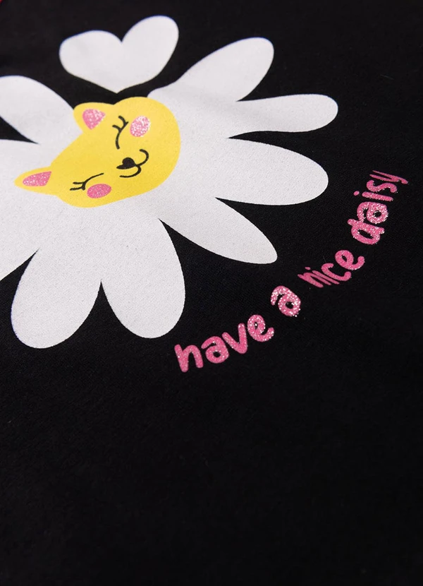 Atelie da Crianca - Pijama Feminino Verão Nice Daisy Preto 4