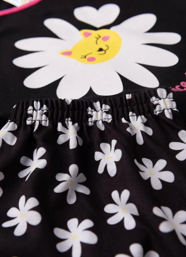 Atelie da Crianca - Pijama Feminino Verão Nice Daisy Preto 5