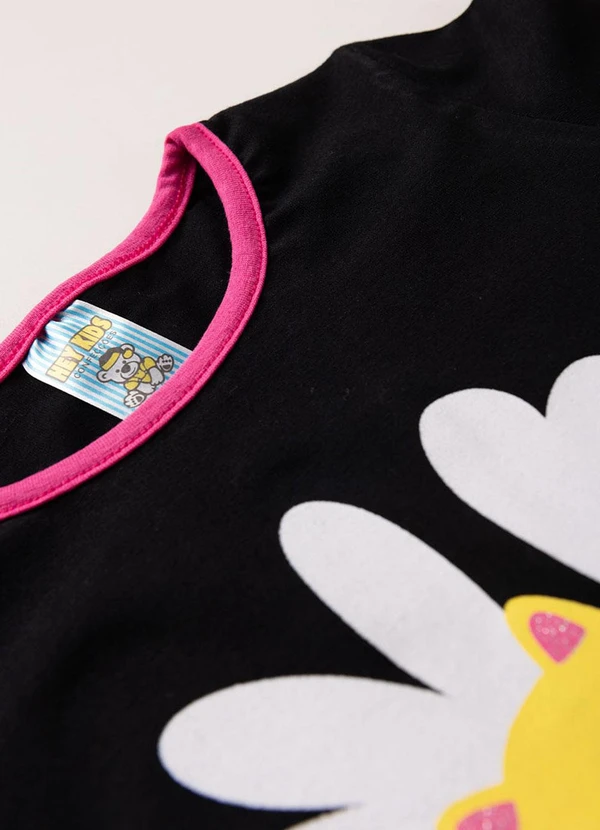 Atelie da Crianca - Pijama Feminino Verão Nice Daisy Preto 6