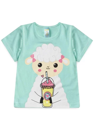 Atelie da Crianca - Pijama Feminino Verão Ovelha Azul - ATELIE DA CRIANCA