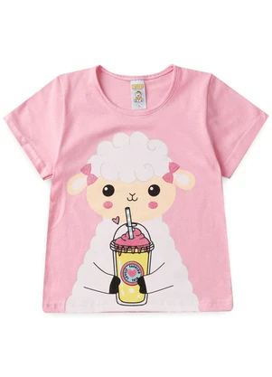 Atelie da Crianca - Pijama Feminino Verão Ovelha Rosa - ATELIE DA CRIANCA