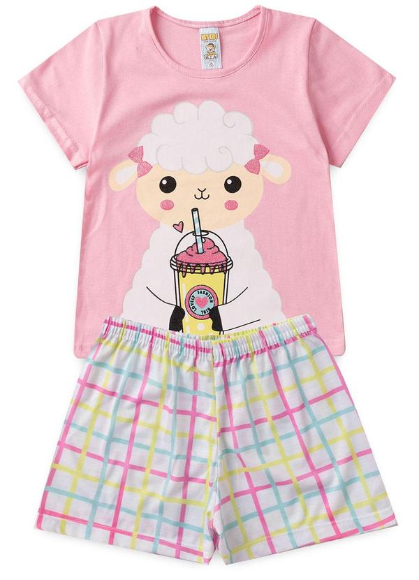 Atelie da Crianca - Pijama Feminino Verão Ovelha Rosa