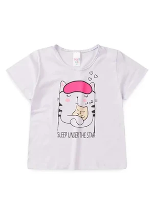 Atelie da Crianca - Pijama Feminino Verão Sleep Cat Branco - ATELIE DA CRIANCA