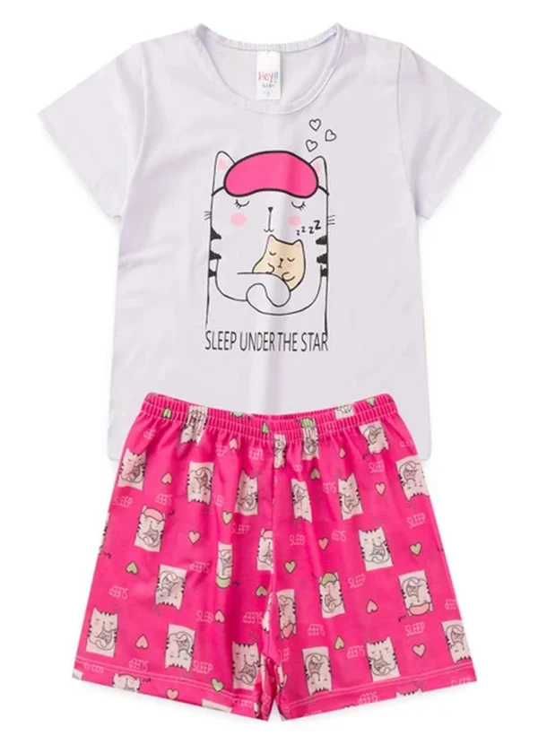 Atelie da Crianca - Pijama Feminino Verão Sleep Cat Branco 1