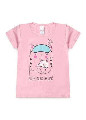 Atelie da Crianca - Pijama Feminino Verão Sleep Cat Rosa - ATELIE DA CRIANCA