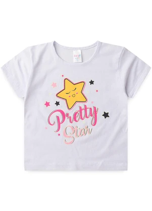 Atelie da Crianca - Pijama Feminino Verão Star Branco - ATELIE DA CRIANCA