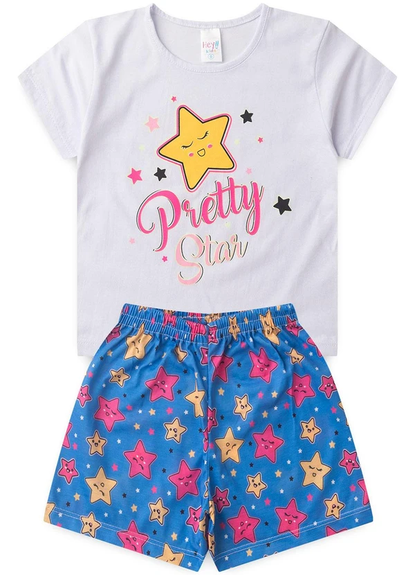 Atelie da Crianca - Pijama Feminino Verão Star Branco 1