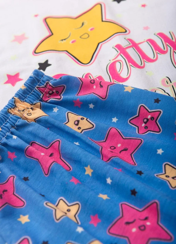 Atelie da Crianca - Pijama Feminino Verão Star Branco 4