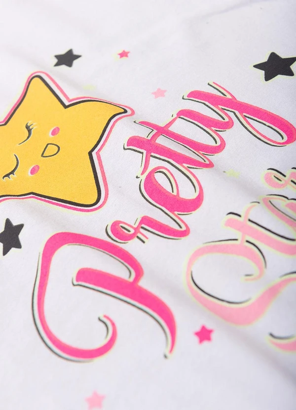 Atelie da Crianca - Pijama Feminino Verão Star Branco 5