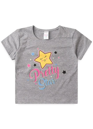 Atelie da Crianca - Pijama Feminino Verão Star Cinza - ATELIE DA CRIANCA