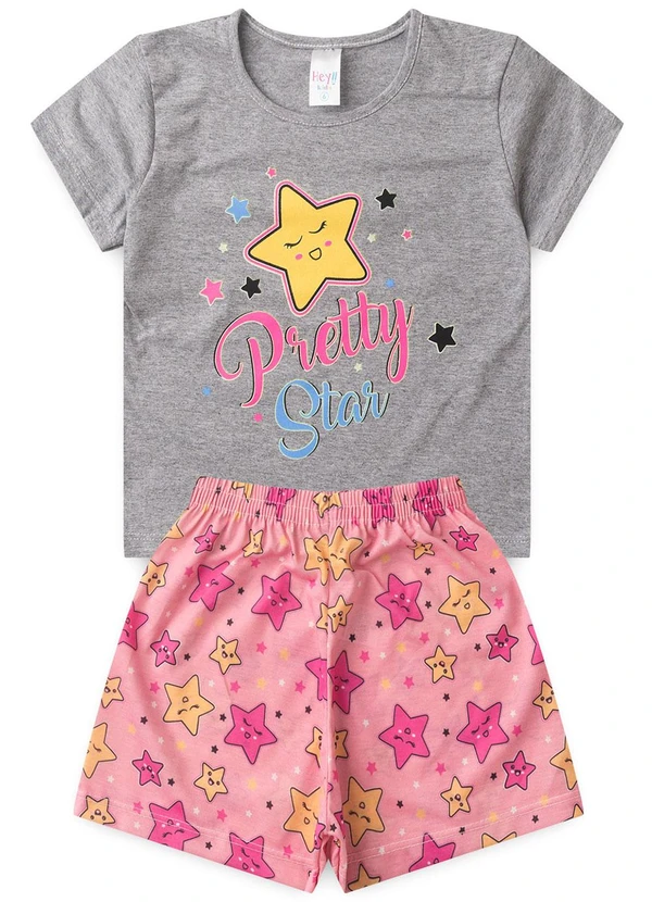 Atelie da Crianca - Pijama Feminino Verão Star Cinza 1