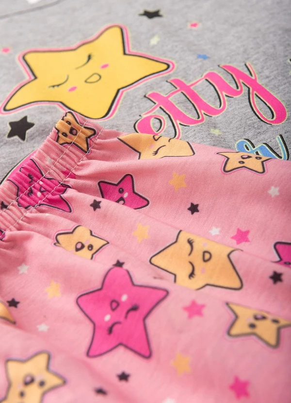 Atelie da Crianca - Pijama Feminino Verão Star Cinza 4