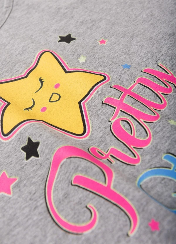 Atelie da Crianca - Pijama Feminino Verão Star Cinza 5