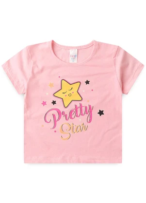 Atelie da Crianca - Pijama Feminino Verão Star Rosa - ATELIE DA CRIANCA