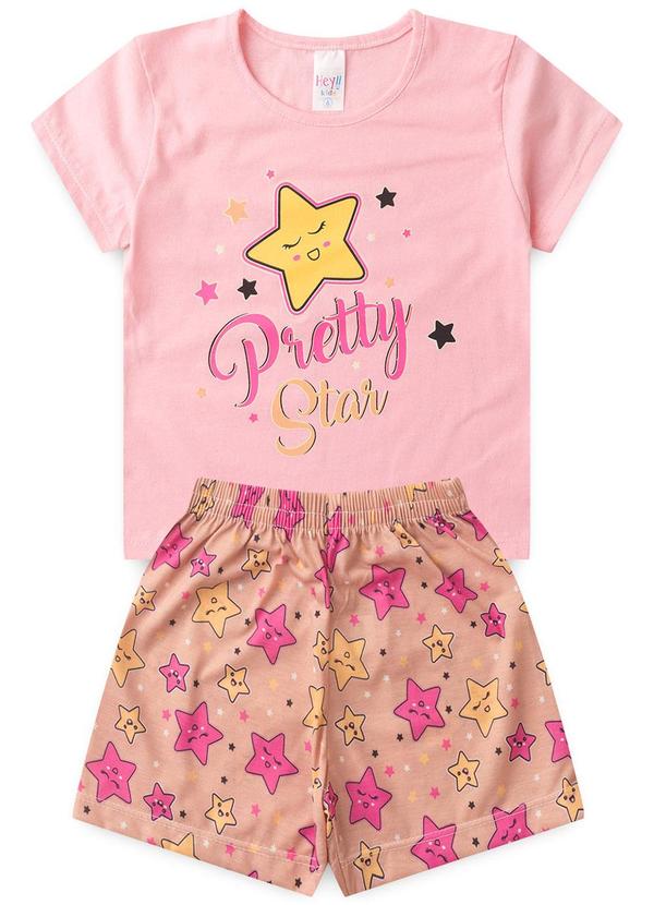 Atelie da Crianca - Pijama Feminino Verão Star Rosa