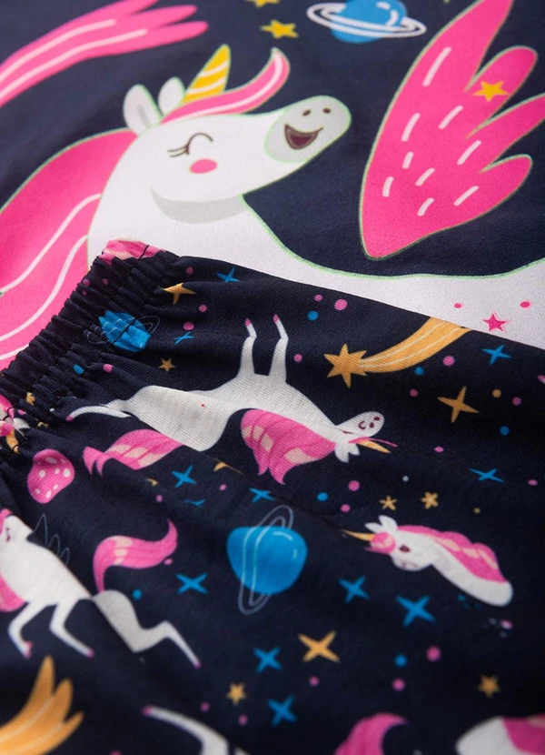 Atelie da Crianca - Pijama Feminino Verão Unicornio Azul 4