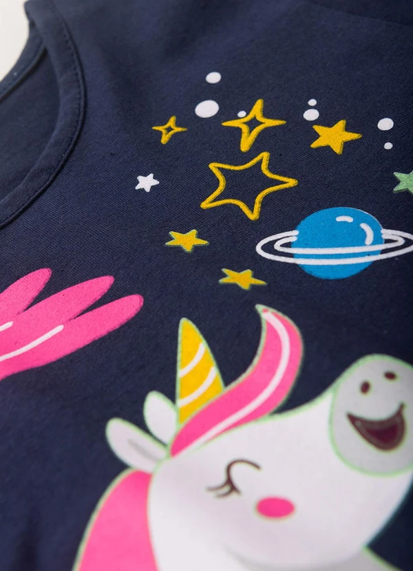 Atelie da Crianca - Pijama Feminino Verão Unicornio Azul 5