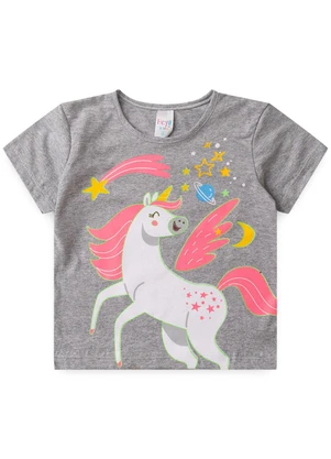 Atelie da Crianca - Pijama Feminino Verão Unicornio Cinza - ATELIE DA CRIANCA