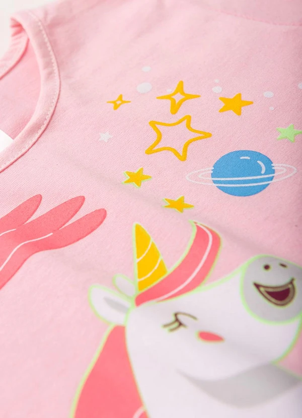 Atelie da Crianca - Pijama Feminino Verão Unicornio Rosa 5