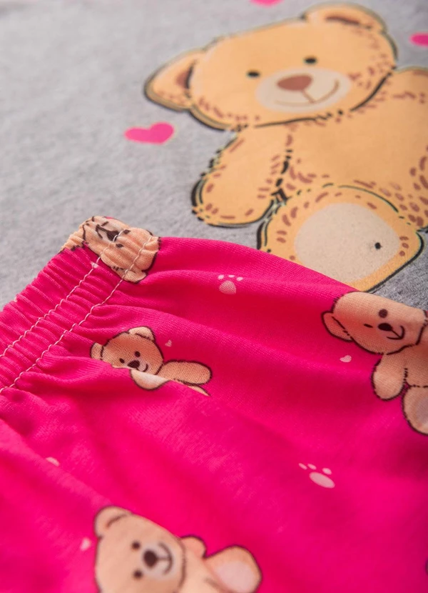 Atelie da Crianca - Pijama Feminino Verão Ursinho Cinza 4