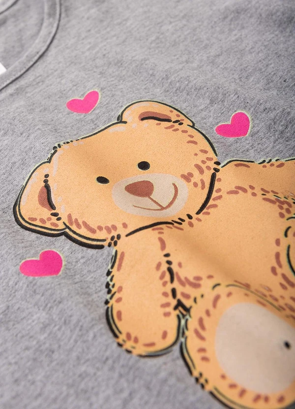 Atelie da Crianca - Pijama Feminino Verão Ursinho Cinza 5