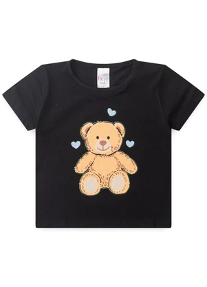 Atelie da Crianca - Pijama Feminino Verão Ursinho Preto - ATELIE DA CRIANCA