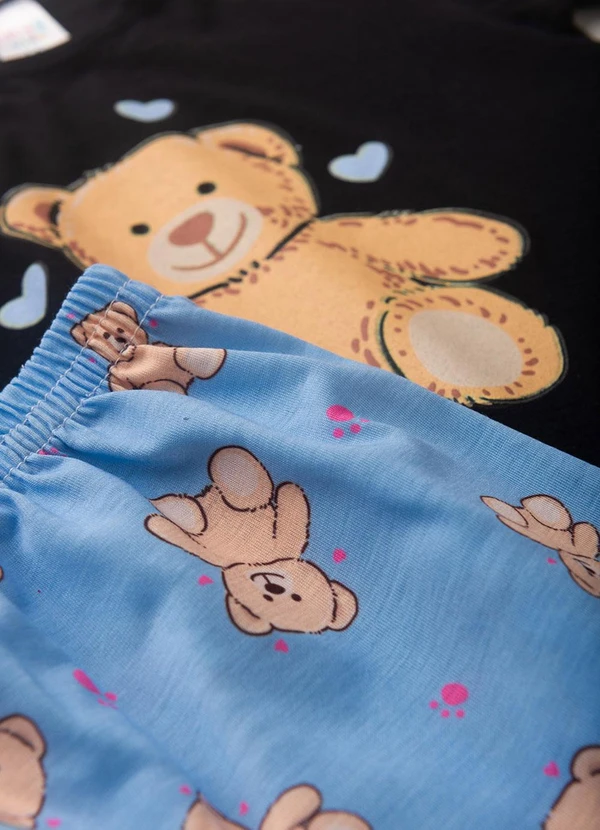 Atelie da Crianca - Pijama Feminino Verão Ursinho Preto 4