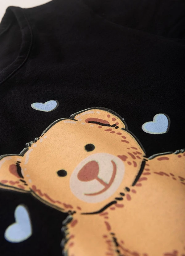 Atelie da Crianca - Pijama Feminino Verão Ursinho Preto 5