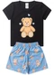 Atelie da Crianca - Pijama Feminino Verão Ursinho Rosa - variação: Preto