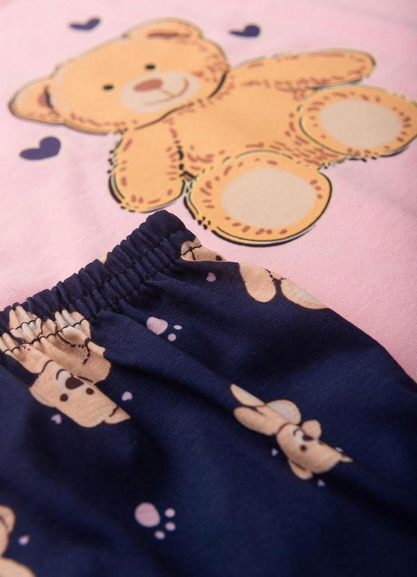 Atelie da Crianca - Pijama Feminino Verão Ursinho Rosa