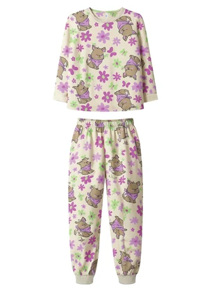 Malwee Kids - Pijama Floral que Brilha no Escuro Off White - MALWEE KIDS
