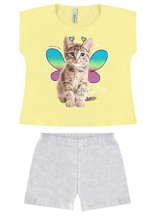 Malwee Kids - Pijama Gatinho que Brilha no Escuro Amarelo Claro