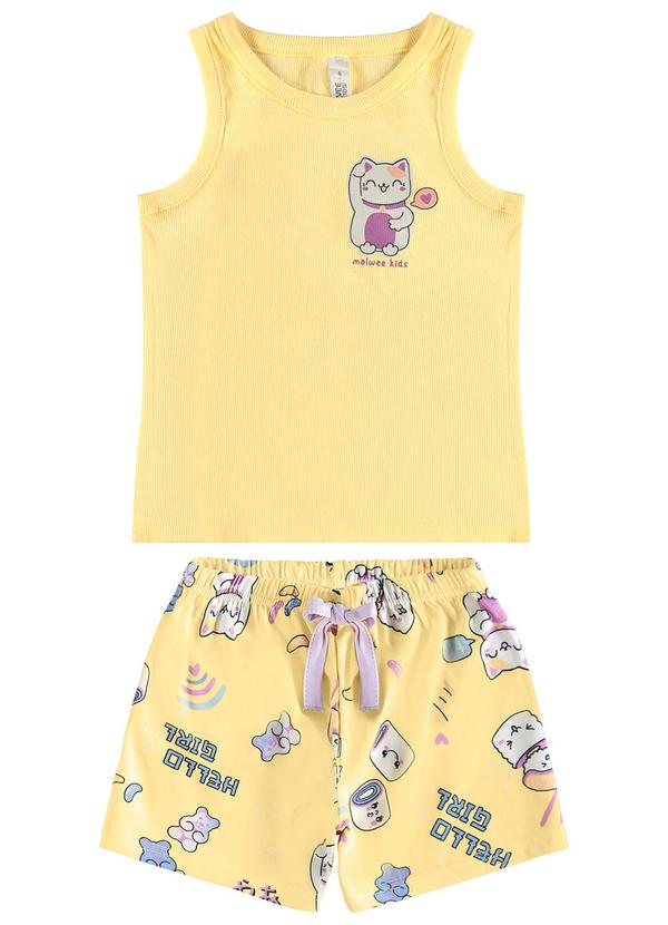 Malwee Kids - Pijama Gatinho que Brilha no Escuro Amarelo