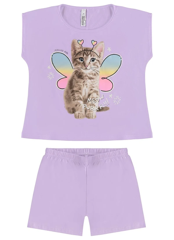 Malwee Kids - Pijama Gatinho que Brilha no Escuro Lavanda 2