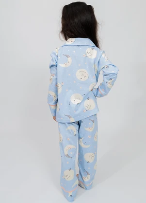 Piante Pijamas - Pijama Infantil Americano Longo Algodão Lua Azul - PIANTE PIJAMAS