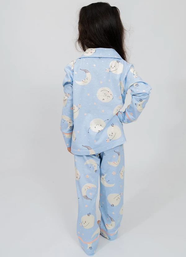 Piante Pijamas - Pijama Infantil Americano Longo Algodão Lua Azul 2