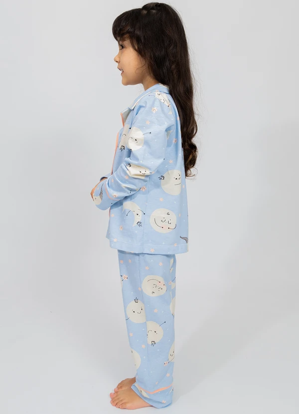 Piante Pijamas - Pijama Infantil Americano Longo Algodão Lua Azul 3