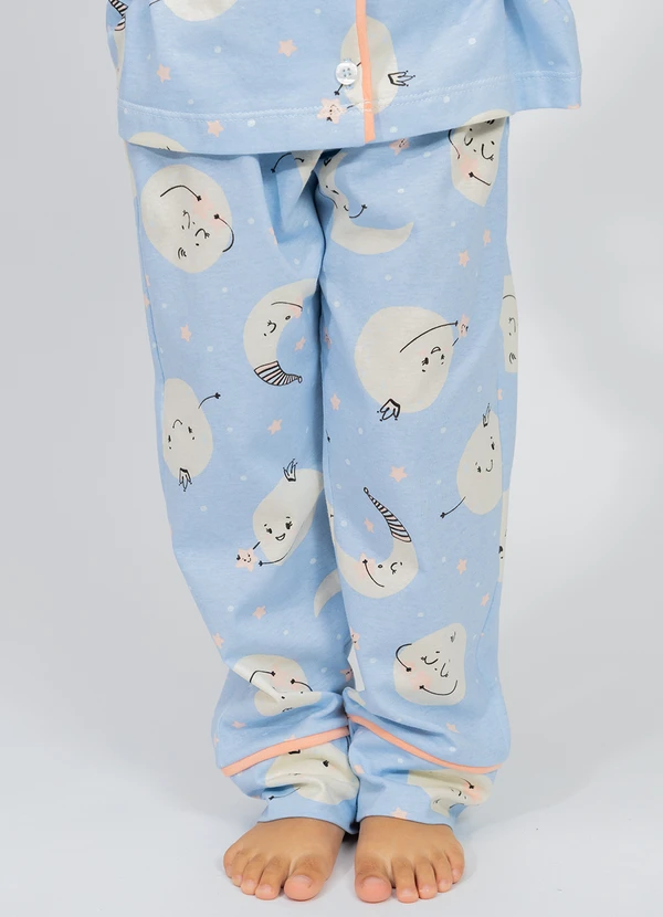 Piante Pijamas - Pijama Infantil Americano Longo Algodão Lua Azul 4