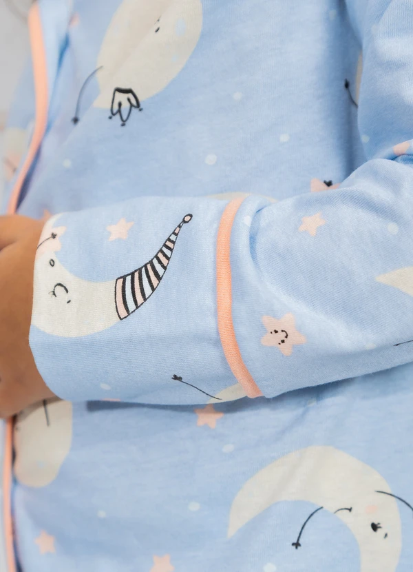 Piante Pijamas - Pijama Infantil Americano Longo Algodão Lua Azul 6