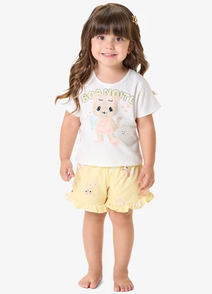 Rovi Kids - Pijama Infantil Blusa com Shorts Bege - ROVI KIDS