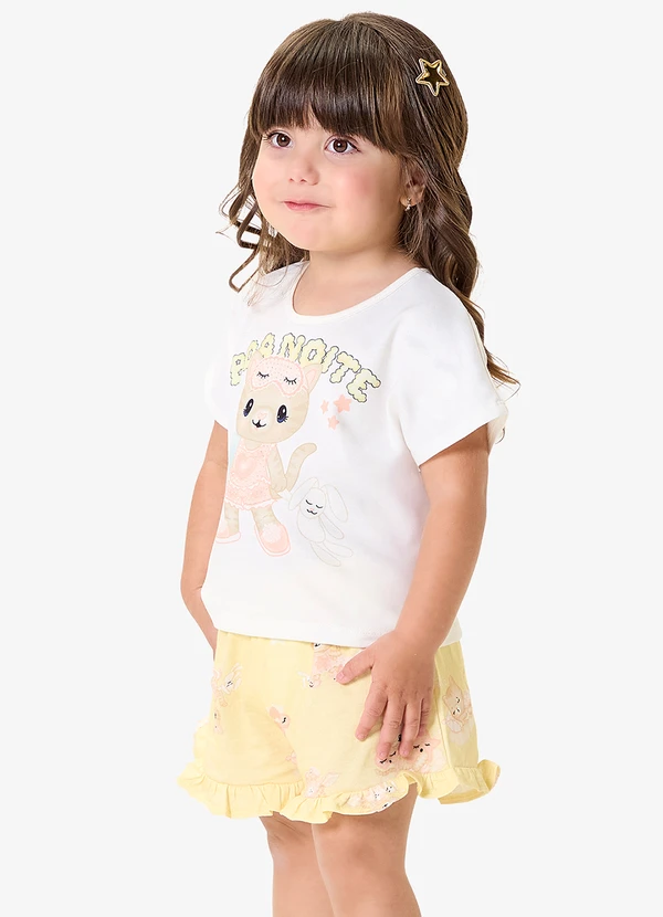 Rovi Kids - Pijama Infantil Blusa com Shorts Bege