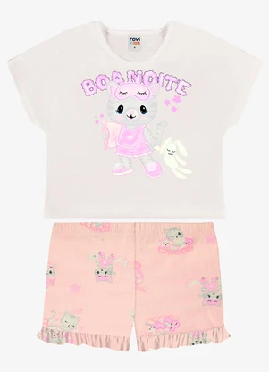 Rovi Kids - Pijama Infantil Blusa com Shorts Rosa - ROVI KIDS