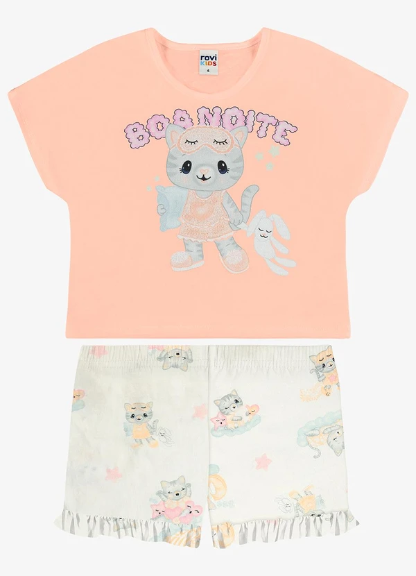Rovi Kids - Pijama Infantil Blusa com Shorts Rosa