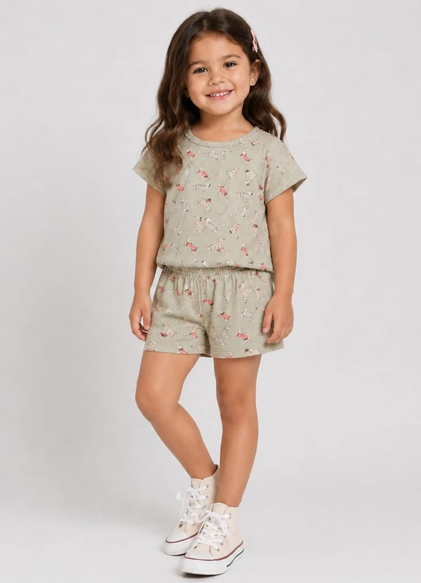 Select - Pijama Infantil Blusa com Shorts Verde