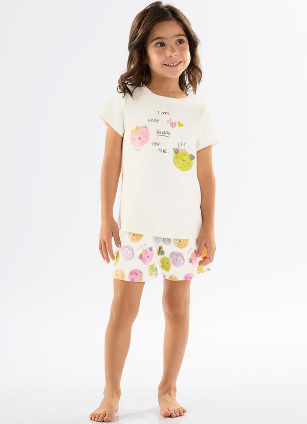 Up Baby - Pijama Infantil Blusa e Shorts Bege