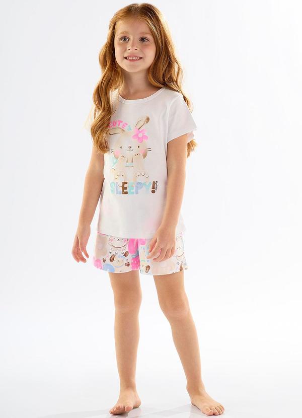Up Baby - Pijama Infantil Blusa e Shorts Branco