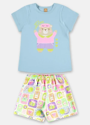Up Baby - Pijama Infantil Blusa Short Azul - UP BABY
