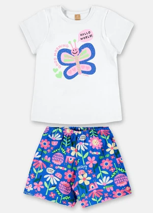 Up Baby - Pijama Infantil Blusa Short Branco - UP BABY