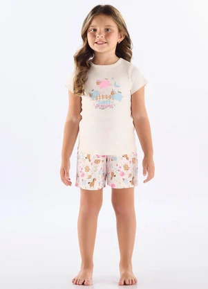 Up Baby - Pijama Infantil Blusa Short Branco - UP BABY